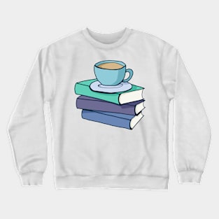 Stack of books with a hot drink Crewneck Sweatshirt